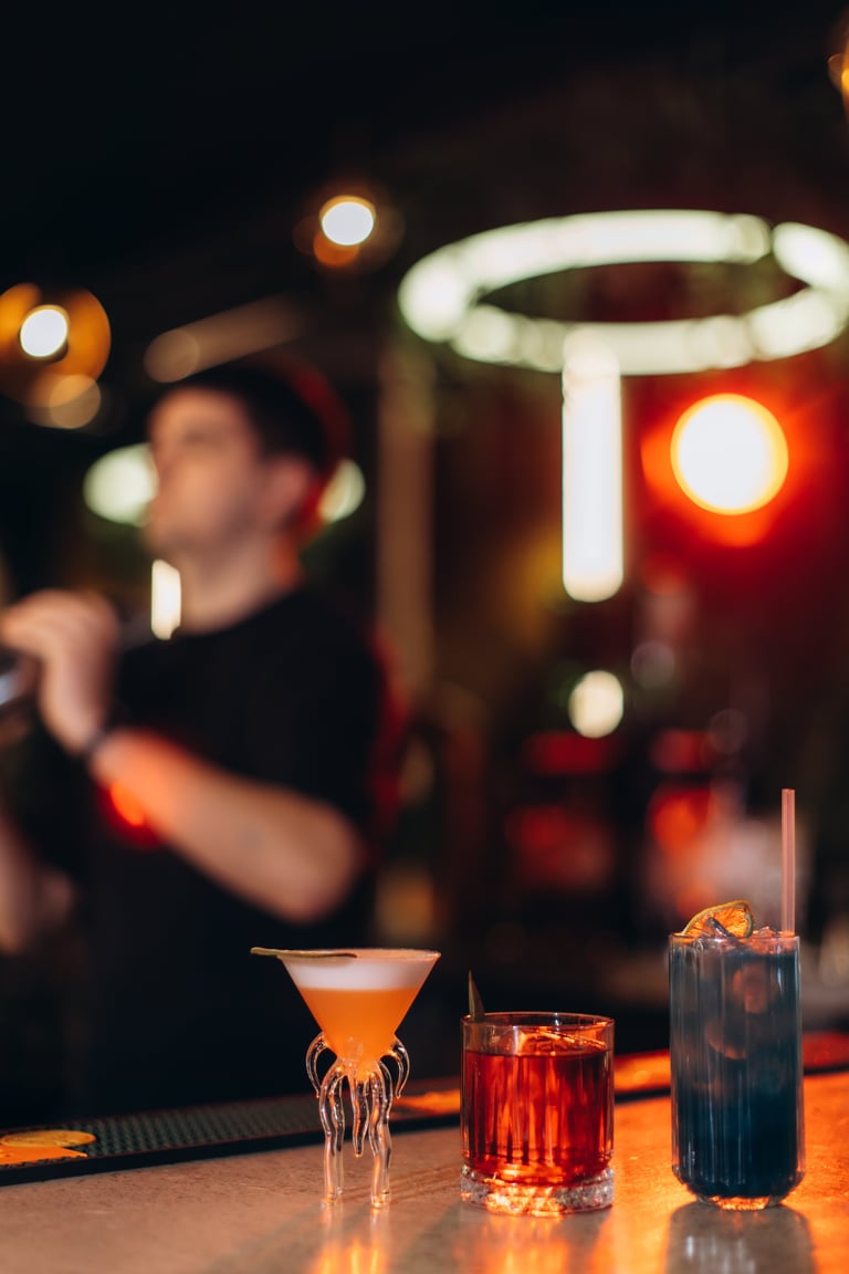 Stylish cocktails at bar